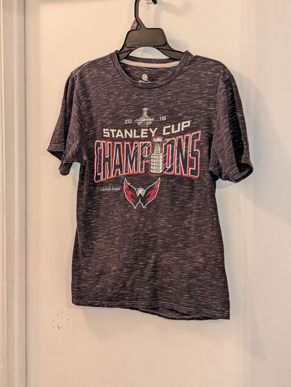 Washington Capitals 2018 Stanley Cup Champions T-Shirt Grey Locker Room Men's SM